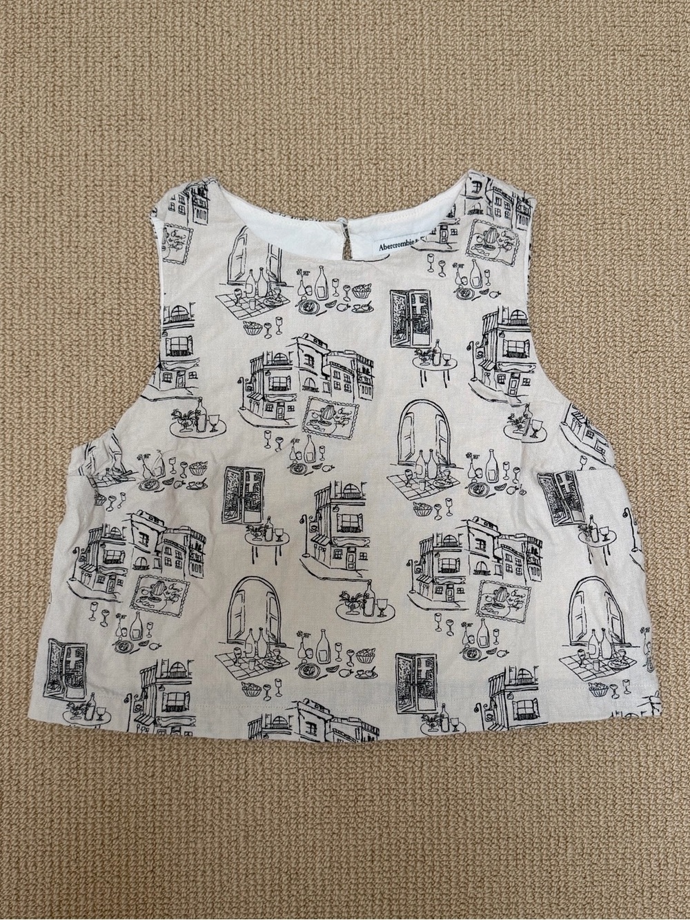 Abercrombie & Fitch White Sleeveless Printed Skirt Set Top